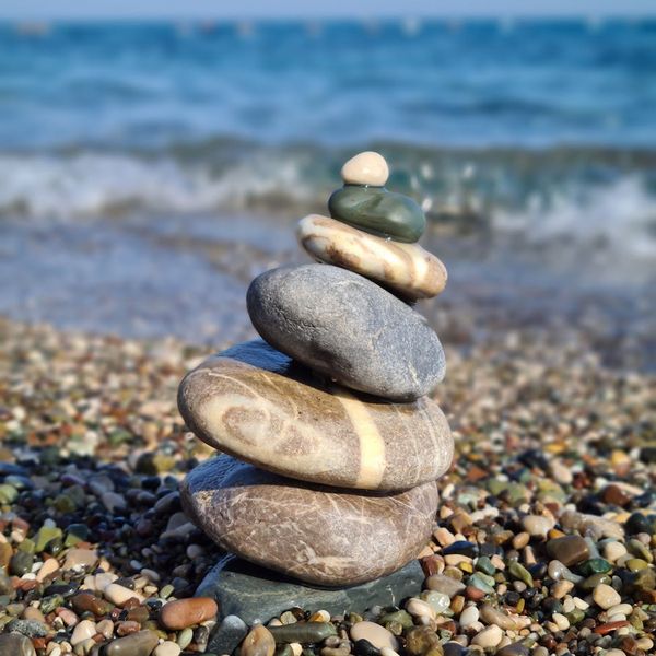 A balanced stack of stones on a serene background, representing daily balance.